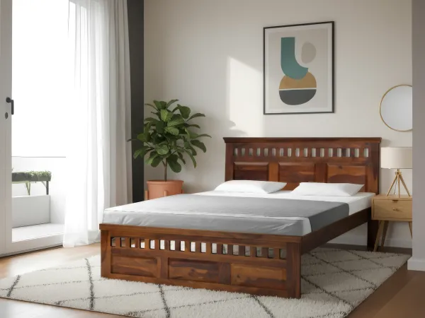 Stella Solid Wood Queen Size Double Bed